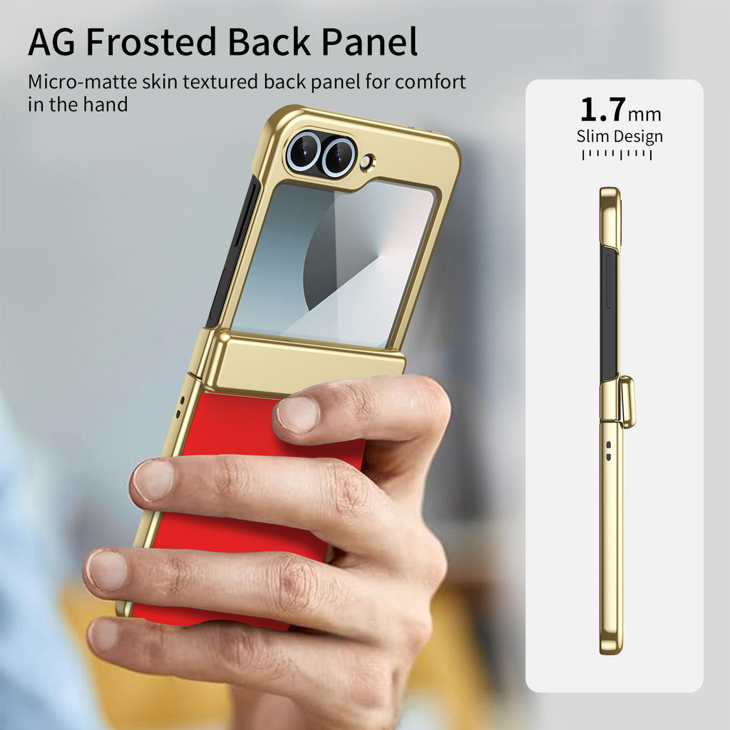 Ultramarinelife AG Frosted Galaxy Z Flip6 Case Vacuum Plating Anti-Fingerprint Skin Friendly