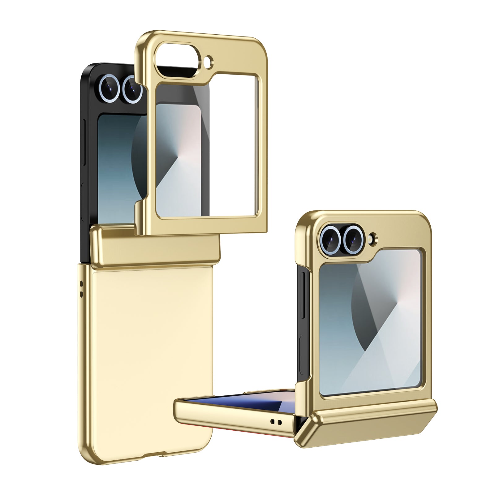 Ultramarinelife AG Frosted Galaxy Z Flip6 Case Vacuum Plating Anti-Fingerprint Gold Color