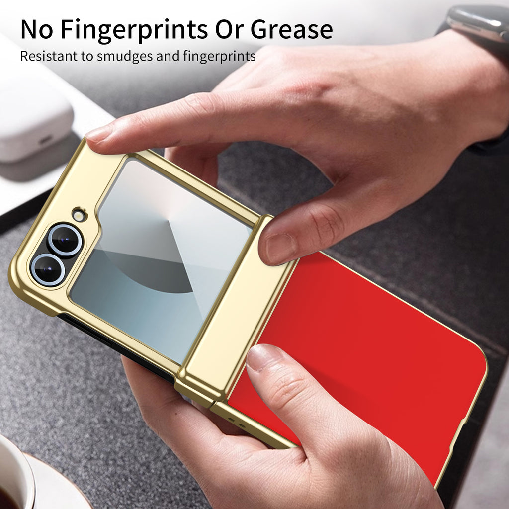 Ultramarinelife AG Frosted Galaxy Z Flip6 Case Vacuum Plating Anti-Fingerprint Hand Grip