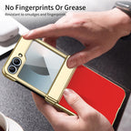 Ultramarinelife AG Frosted Galaxy Z Flip6 Case Vacuum Plating Anti-Fingerprint Hand Grip