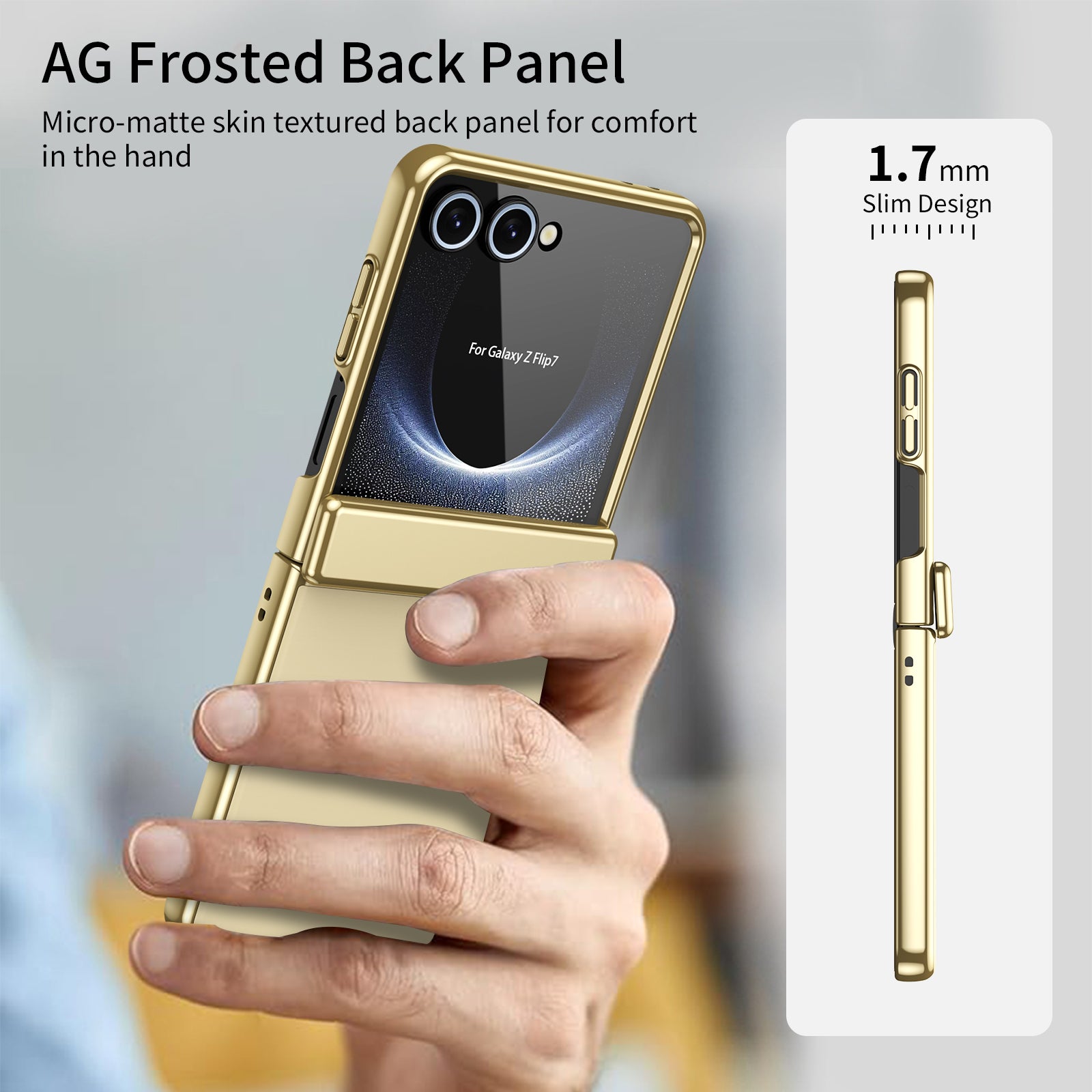 Ultramarinelife AG Frosted Galaxy Z Flip7 Case Vacuum Plating Anti-Fingerprint Skin Friendly