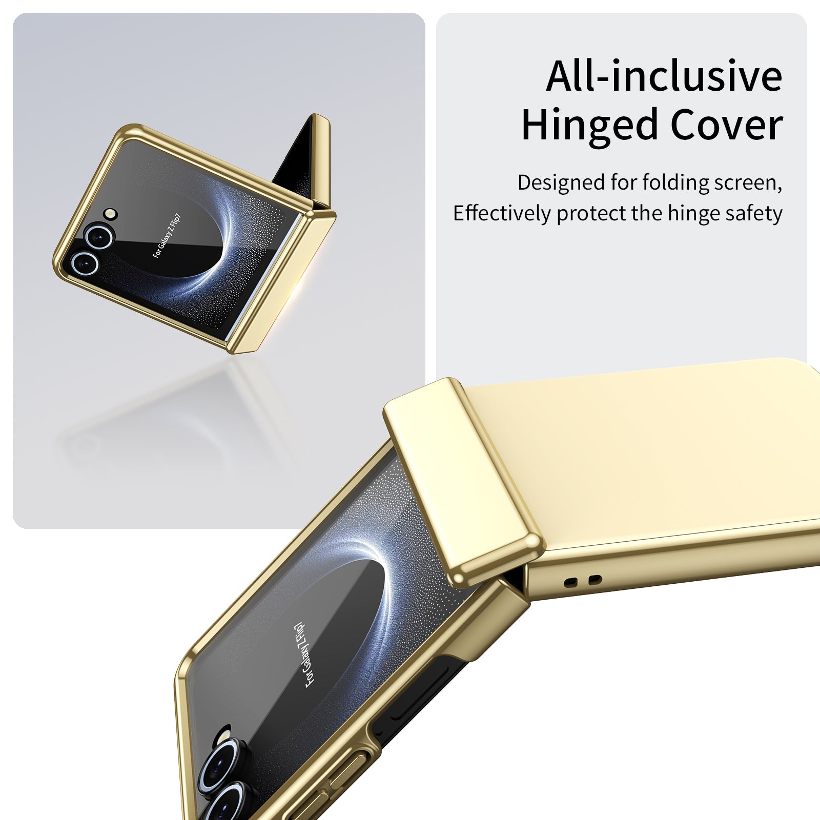 Ultramarinelife AG Frosted Galaxy Z Flip7 Case Vacuum Plating Anti-Fingerprint All-inclusive Hinged Cover