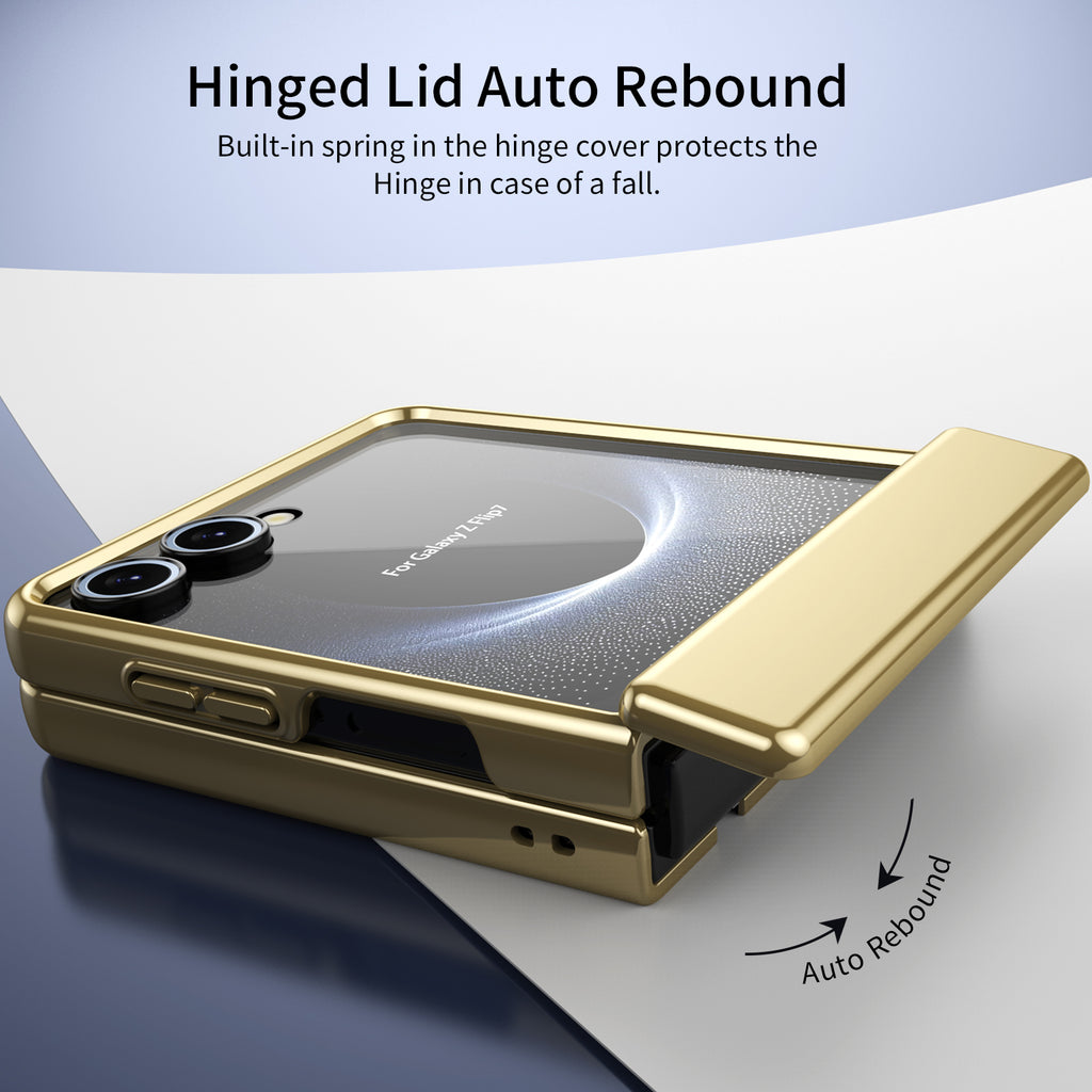 Ultramarinelife AG Frosted Galaxy Z Flip7 Case Vacuum Plating Anti-Fingerprint Hinged Lid Auto Rebound