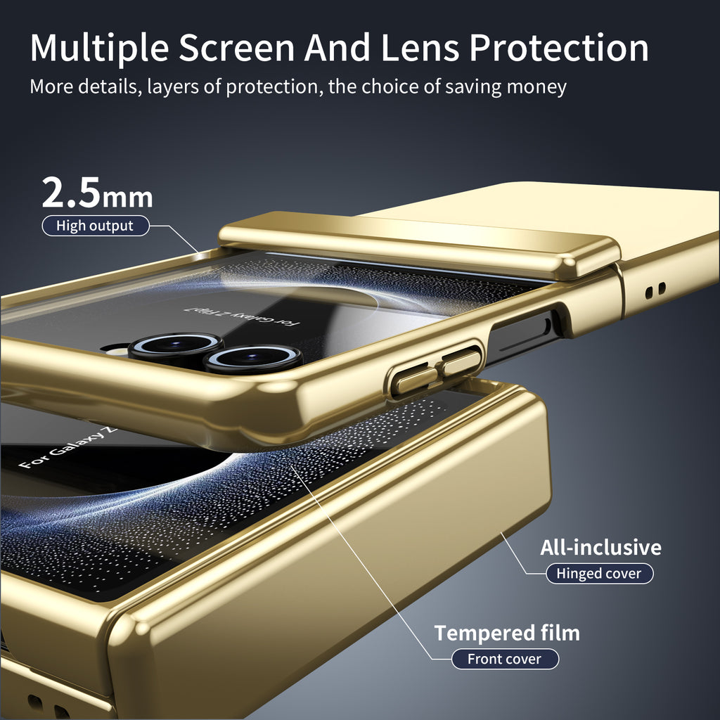 Ultramarinelife AG Frosted Galaxy Z Flip7 Case Vacuum Plating Anti-Fingerprint Screen and Lens Protection