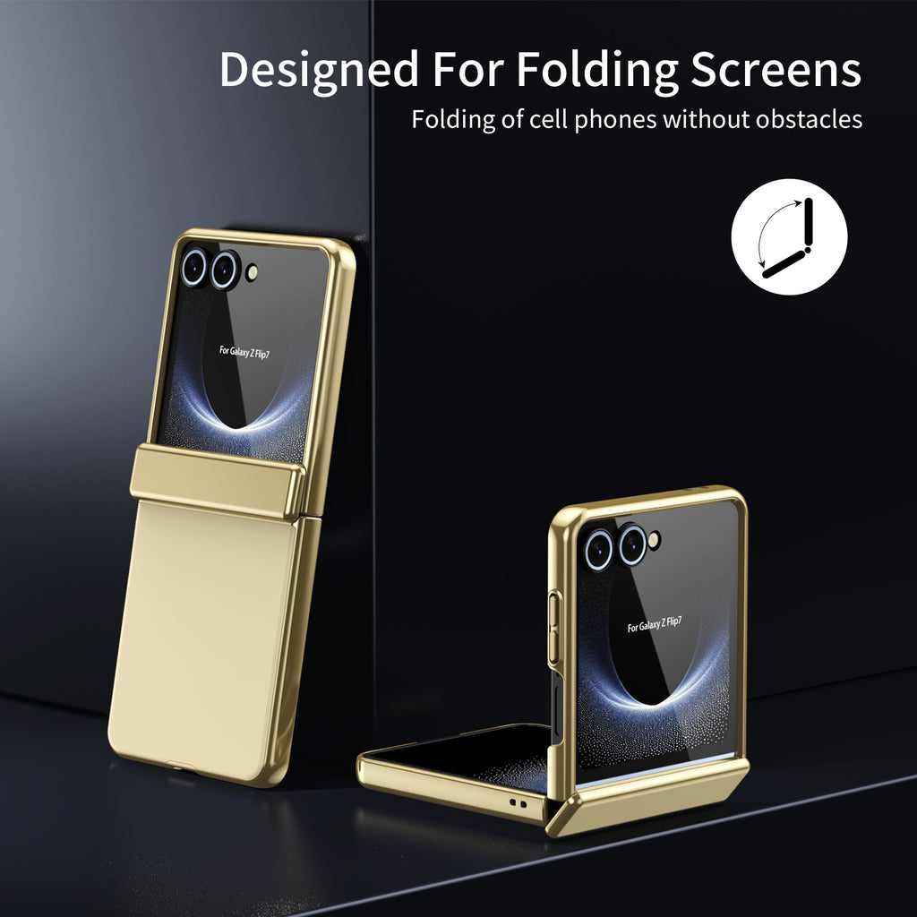 Ultramarinelife AG Frosted Galaxy Z Flip7 Case Vacuum Plating Anti-Fingerprint Foldable Freely