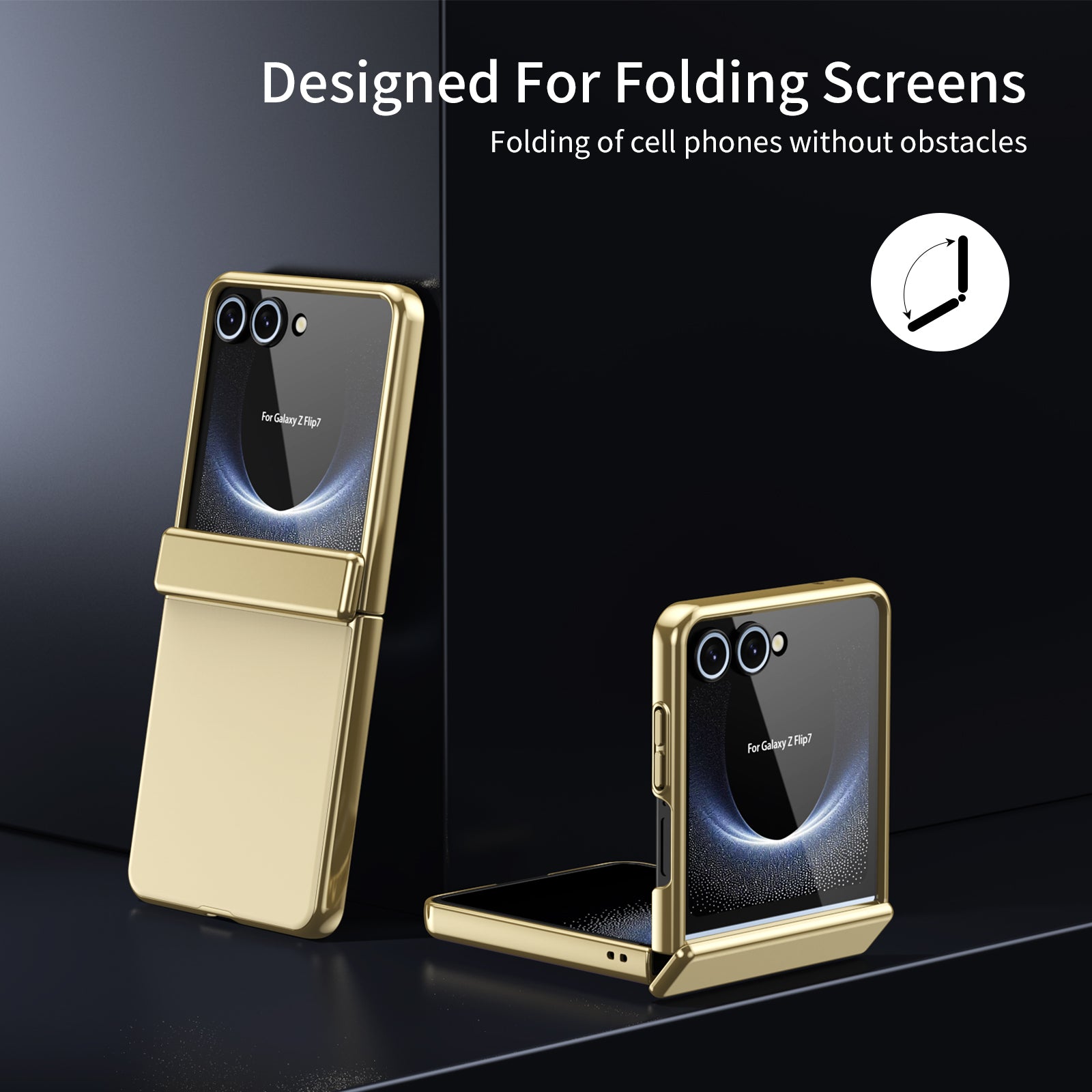 Ultramarinelife AG Frosted Galaxy Z Flip7 Case Vacuum Plating Anti-Fingerprint Foldable Freely