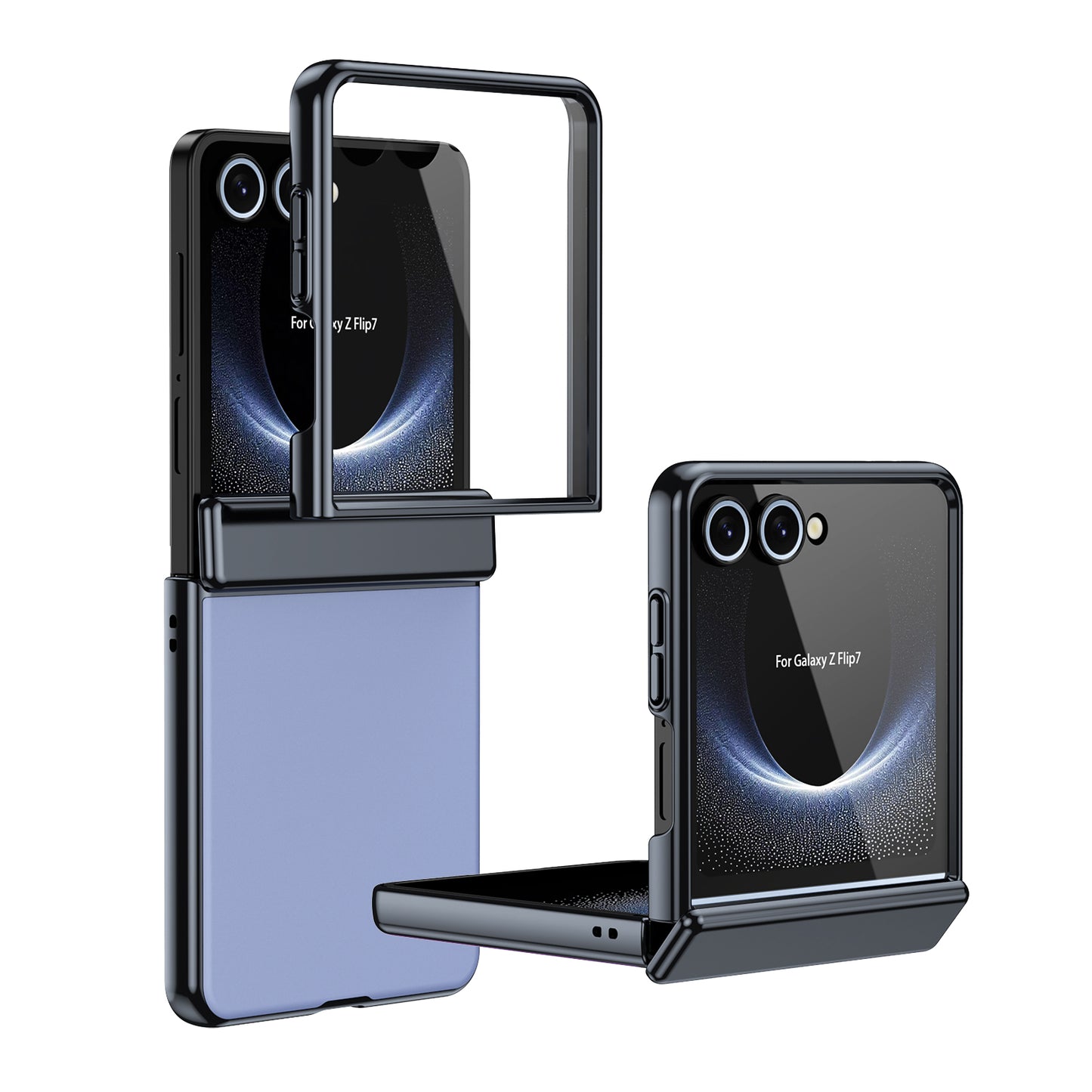 AG Frosted Galaxy Z Flip8 Case: Vacuum-plated matte PC cover with built-in front tempered glass—no film needed. Features all-inclusive hinged protection & auto-rebound springs for drop/shock resistance. Anti-smudge, fingerprint-proof, and scratch-resistant. Available in Sky Blue, Black, Red, Gold, Blue & Purple. Slim, rugged, and built to save your screen and hinge.