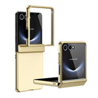 Ultramarinelife AG Frosted Galaxy Z Flip8 Case Vacuum Plating Anti-Fingerprint Gold Color