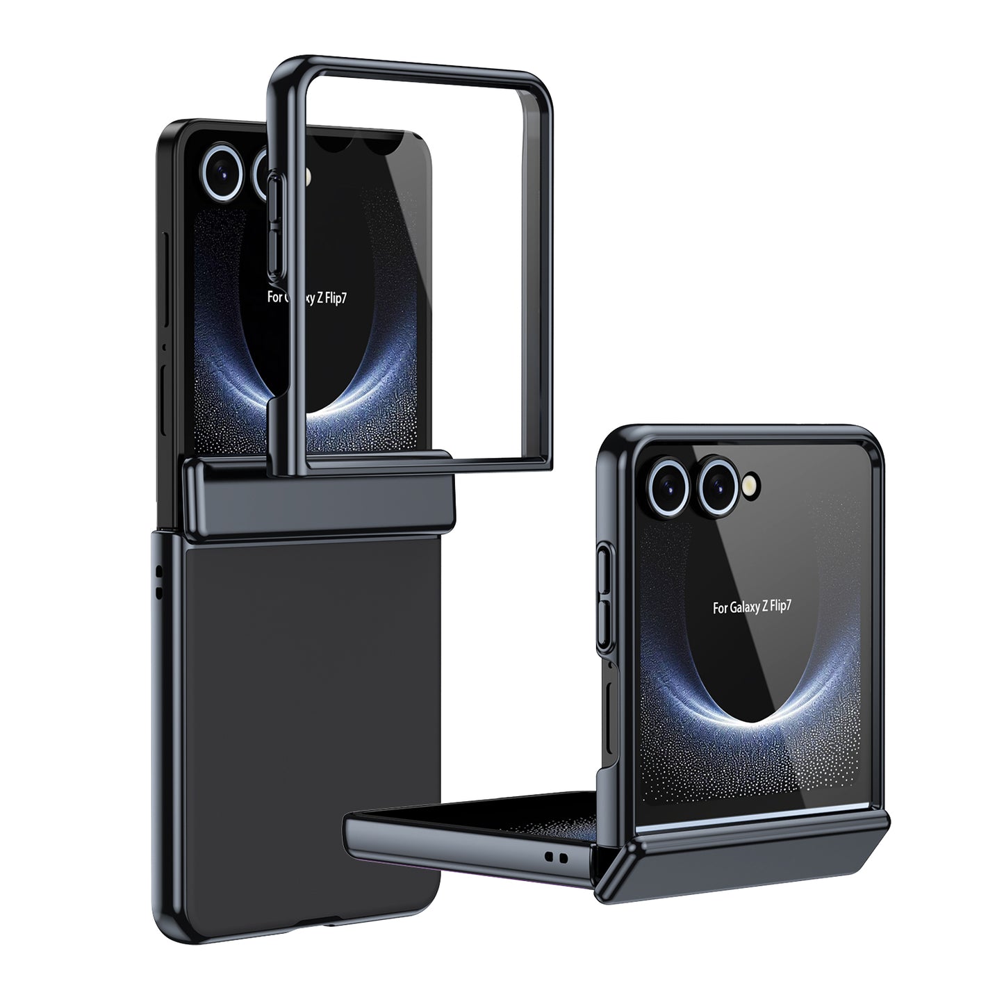 AG Frosted Galaxy Z Flip8 Case: Vacuum-plated matte PC cover with built-in front tempered glass—no film needed. Features all-inclusive hinged protection & auto-rebound springs for drop/shock resistance. Anti-smudge, fingerprint-proof, and scratch-resistant. Available in Sky Blue, Black, Red, Gold, Blue & Purple. Slim, rugged, and built to save your screen and hinge.
