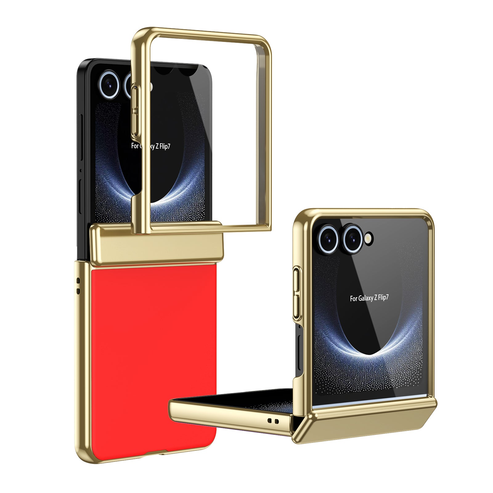 AG Frosted Galaxy Z Flip8 Case: Vacuum-plated matte PC cover with built-in front tempered glass—no film needed. Features all-inclusive hinged protection & auto-rebound springs for drop/shock resistance. Anti-smudge, fingerprint-proof, and scratch-resistant. Available in Sky Blue, Black, Red, Gold, Blue & Purple. Slim, rugged, and built to save your screen and hinge.