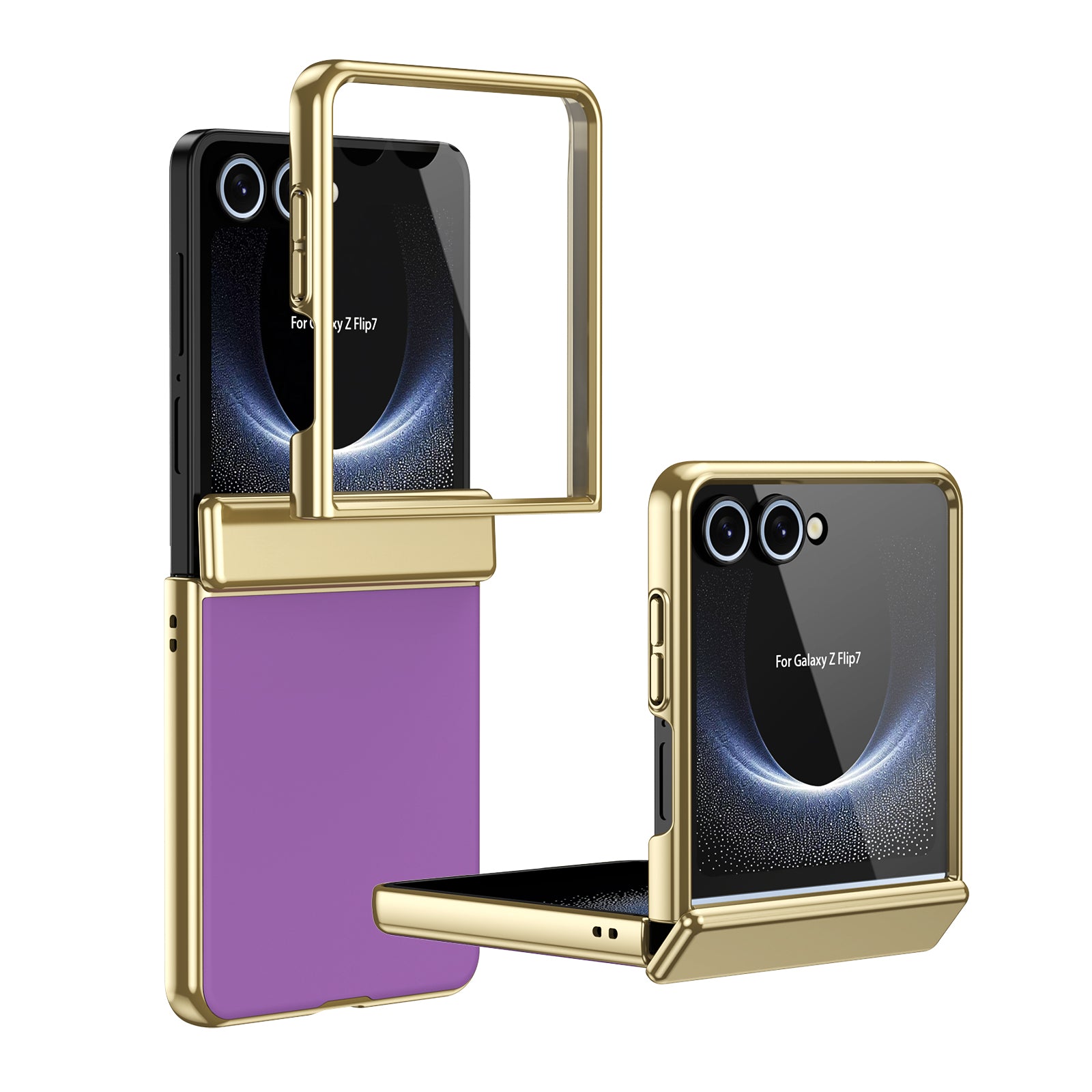 AG Frosted Galaxy Z Flip8 Case: Vacuum-plated matte PC cover with built-in front tempered glass—no film needed. Features all-inclusive hinged protection & auto-rebound springs for drop/shock resistance. Anti-smudge, fingerprint-proof, and scratch-resistant. Available in Sky Blue, Black, Red, Gold, Blue & Purple. Slim, rugged, and built to save your screen and hinge.
