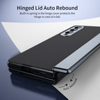 AG Frosted Galaxy Z Fold3 Case: Vacuum-plated matte PC cover with built-in front tempered glass—no film needed. Features all-inclusive hinged protection & auto-rebound springs for drop/shock resistance. Anti-smudge, fingerprint-proof, and scratch-resistant. Available in Sky Blue, Black, Red, Gold, Blue & Purple. Slim, rugged, and built to save your screen and hinge.