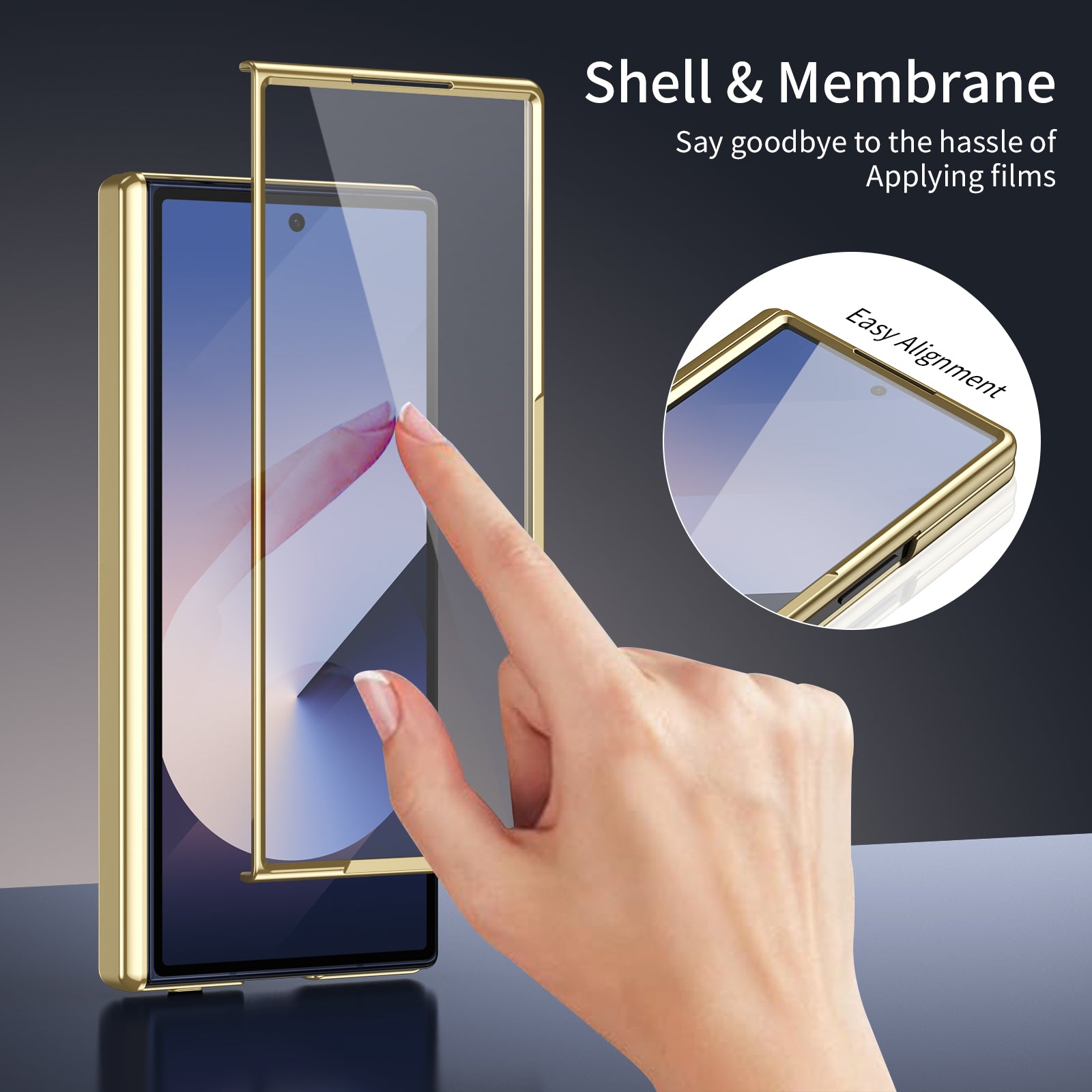 AG Frosted Galaxy Z Fold7 Case: Vacuum-plated matte PC cover with built-in front tempered glass—no film needed. Features all-inclusive hinged protection & auto-rebound springs for drop/shock resistance. Anti-smudge, fingerprint-proof, and scratch-resistant. Available in Sky Blue, Black, Red, Gold, Blue & Purple. Slim, rugged, and built to save your screen and hinge.