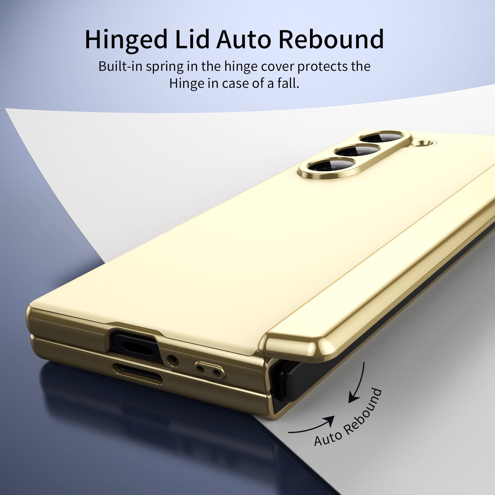 AG Frosted Galaxy Z Fold7 Case: Vacuum-plated matte PC cover with built-in front tempered glass—no film needed. Features all-inclusive hinged protection & auto-rebound springs for drop/shock resistance. Anti-smudge, fingerprint-proof, and scratch-resistant. Available in Sky Blue, Black, Red, Gold, Blue & Purple. Slim, rugged, and built to save your screen and hinge.