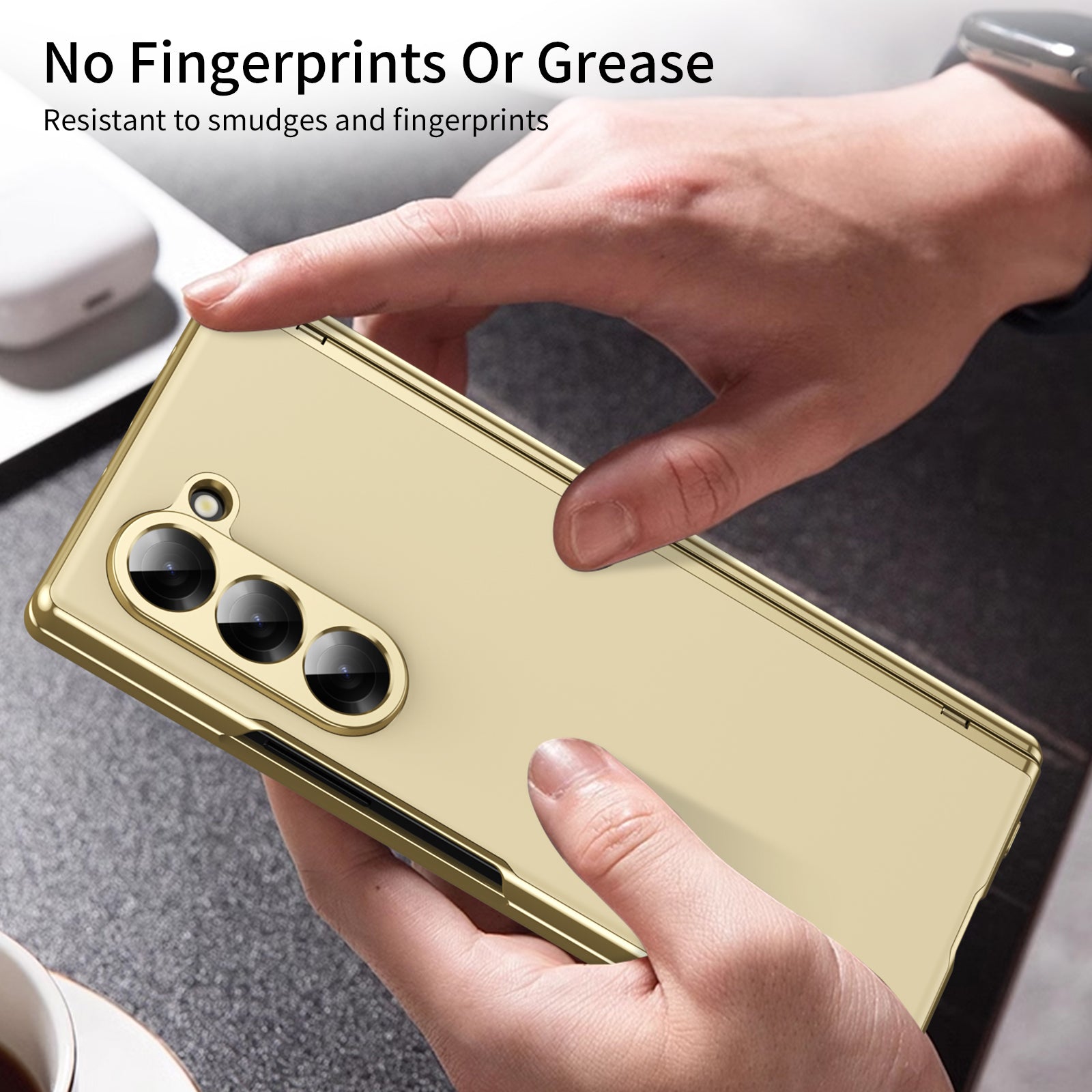 AG Frosted Galaxy Z Fold7 Case: Vacuum-plated matte PC cover with built-in front tempered glass—no film needed. Features all-inclusive hinged protection & auto-rebound springs for drop/shock resistance. Anti-smudge, fingerprint-proof, and scratch-resistant. Available in Sky Blue, Black, Red, Gold, Blue & Purple. Slim, rugged, and built to save your screen and hinge.