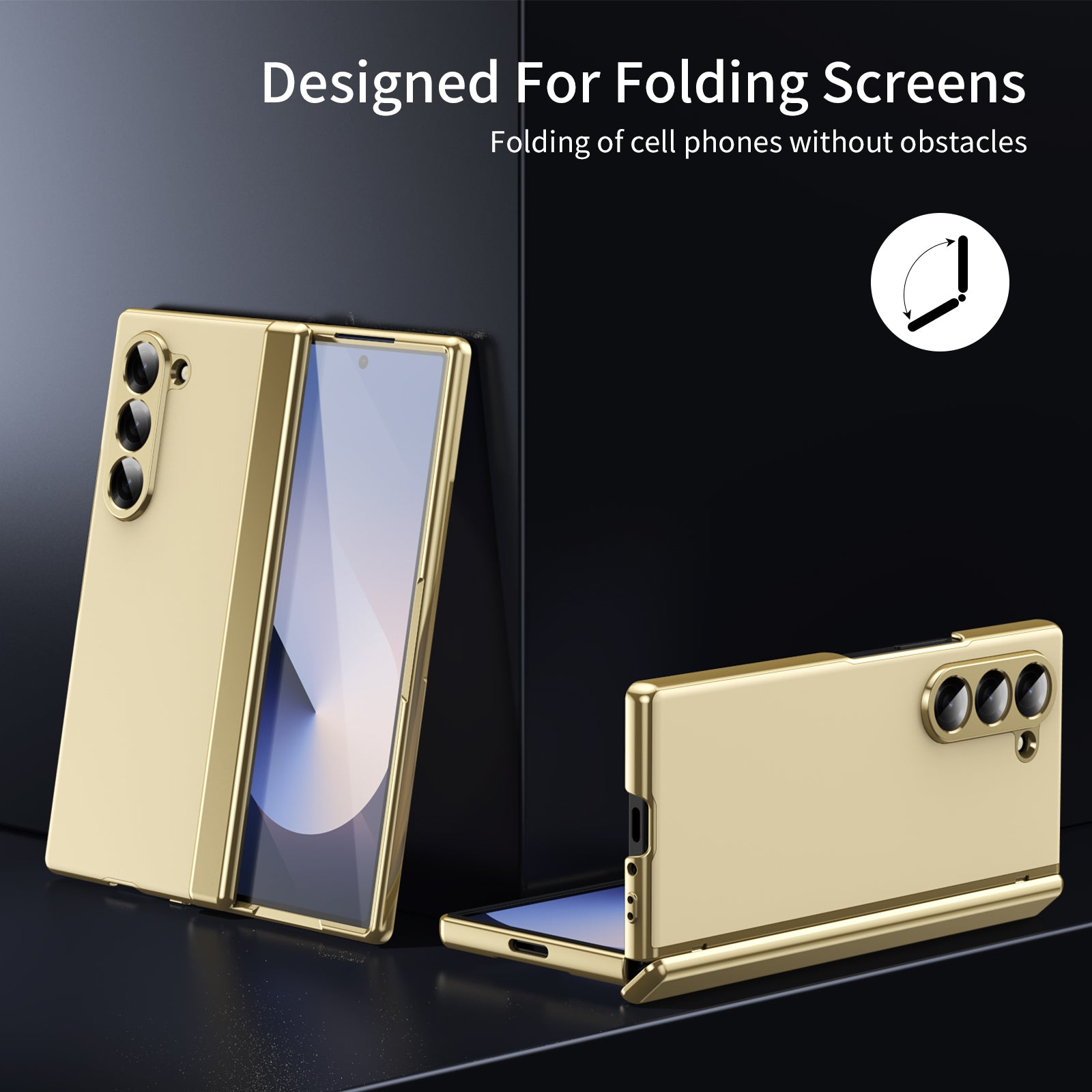 AG Frosted Galaxy Z Fold7 Case: Vacuum-plated matte PC cover with built-in front tempered glass—no film needed. Features all-inclusive hinged protection & auto-rebound springs for drop/shock resistance. Anti-smudge, fingerprint-proof, and scratch-resistant. Available in Sky Blue, Black, Red, Gold, Blue & Purple. Slim, rugged, and built to save your screen and hinge.