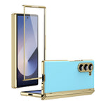 AG Frosted Galaxy Z Fold6 Case: Vacuum-plated matte PC cover with built-in front tempered glass—no film needed. Features all-inclusive hinged protection & auto-rebound springs for drop/shock resistance. Anti-smudge, fingerprint-proof, and scratch-resistant. Available in Sky Blue, Black, Red, Gold, Blue & Purple. Slim, rugged, and built to save your screen and hinge.