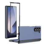AG Frosted Galaxy Z Fold6 Case: Vacuum-plated matte PC cover with built-in front tempered glass—no film needed. Features all-inclusive hinged protection & auto-rebound springs for drop/shock resistance. Anti-smudge, fingerprint-proof, and scratch-resistant. Available in Sky Blue, Black, Red, Gold, Blue & Purple. Slim, rugged, and built to save your screen and hinge.