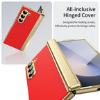 AG Frosted Galaxy Z Fold6 Case: Vacuum-plated matte PC cover with built-in front tempered glass—no film needed. Features all-inclusive hinged protection & auto-rebound springs for drop/shock resistance. Anti-smudge, fingerprint-proof, and scratch-resistant. Available in Sky Blue, Black, Red, Gold, Blue & Purple. Slim, rugged, and built to save your screen and hinge.