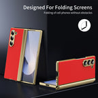 AG Frosted Galaxy Z Fold6 Case: Vacuum-plated matte PC cover with built-in front tempered glass—no film needed. Features all-inclusive hinged protection & auto-rebound springs for drop/shock resistance. Anti-smudge, fingerprint-proof, and scratch-resistant. Available in Sky Blue, Black, Red, Gold, Blue & Purple. Slim, rugged, and built to save your screen and hinge.