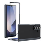 AG Frosted Galaxy Z Fold7 Case: Vacuum-plated matte PC cover with built-in front tempered glass—no film needed. Features all-inclusive hinged protection & auto-rebound springs for drop/shock resistance. Anti-smudge, fingerprint-proof, and scratch-resistant. Available in Sky Blue, Black, Red, Gold, Blue & Purple. Slim, rugged, and built to save your screen and hinge.