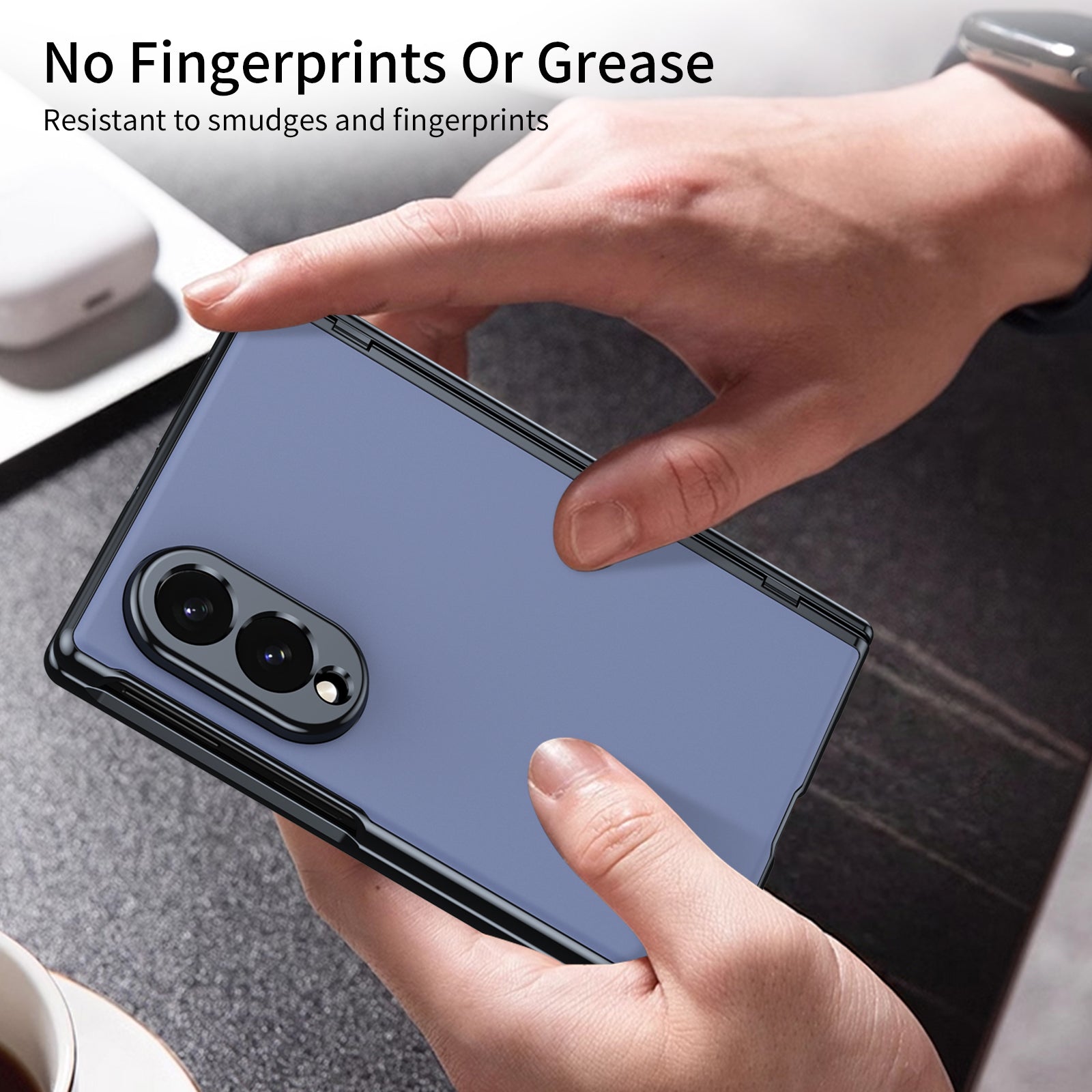 Ultramarinelife AG Frosted Galaxy Z Fold8 Wide Case Vacuum Plating Anti-Fingerprint Hand Grip