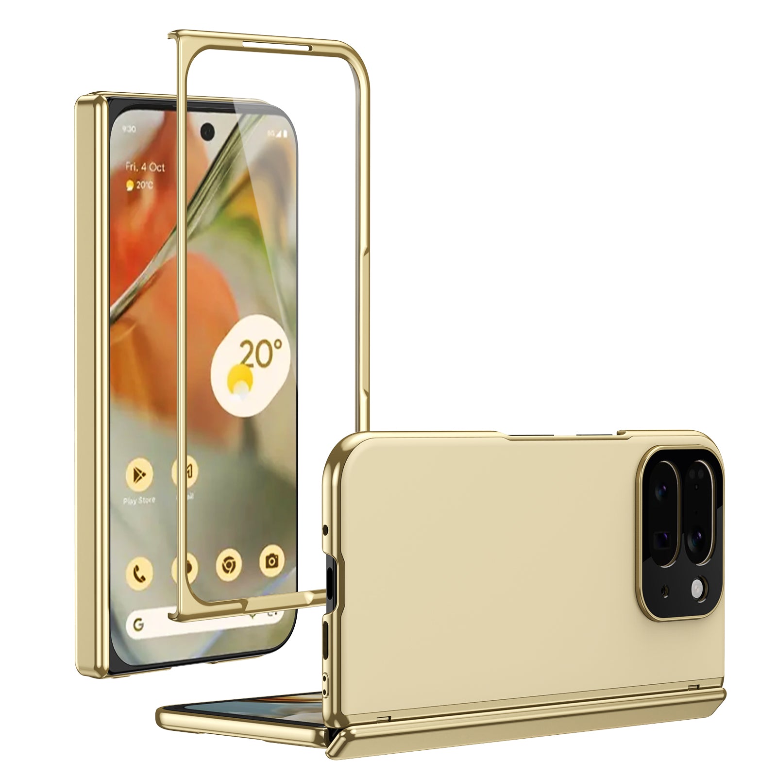 Ultramarinelife AG Frosted Google Pixel 10 Pro Fold Case Vacuum Plating Anti-Fingerprint Gold Color