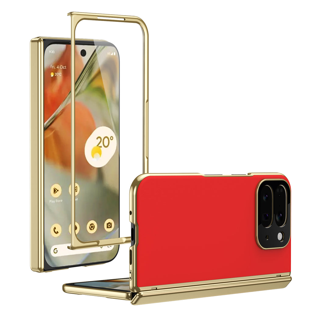 Ultramarinelife AG Frosted Google Pixel 10 Pro Fold Case Vacuum Plating Anti-Fingerprint Red Color