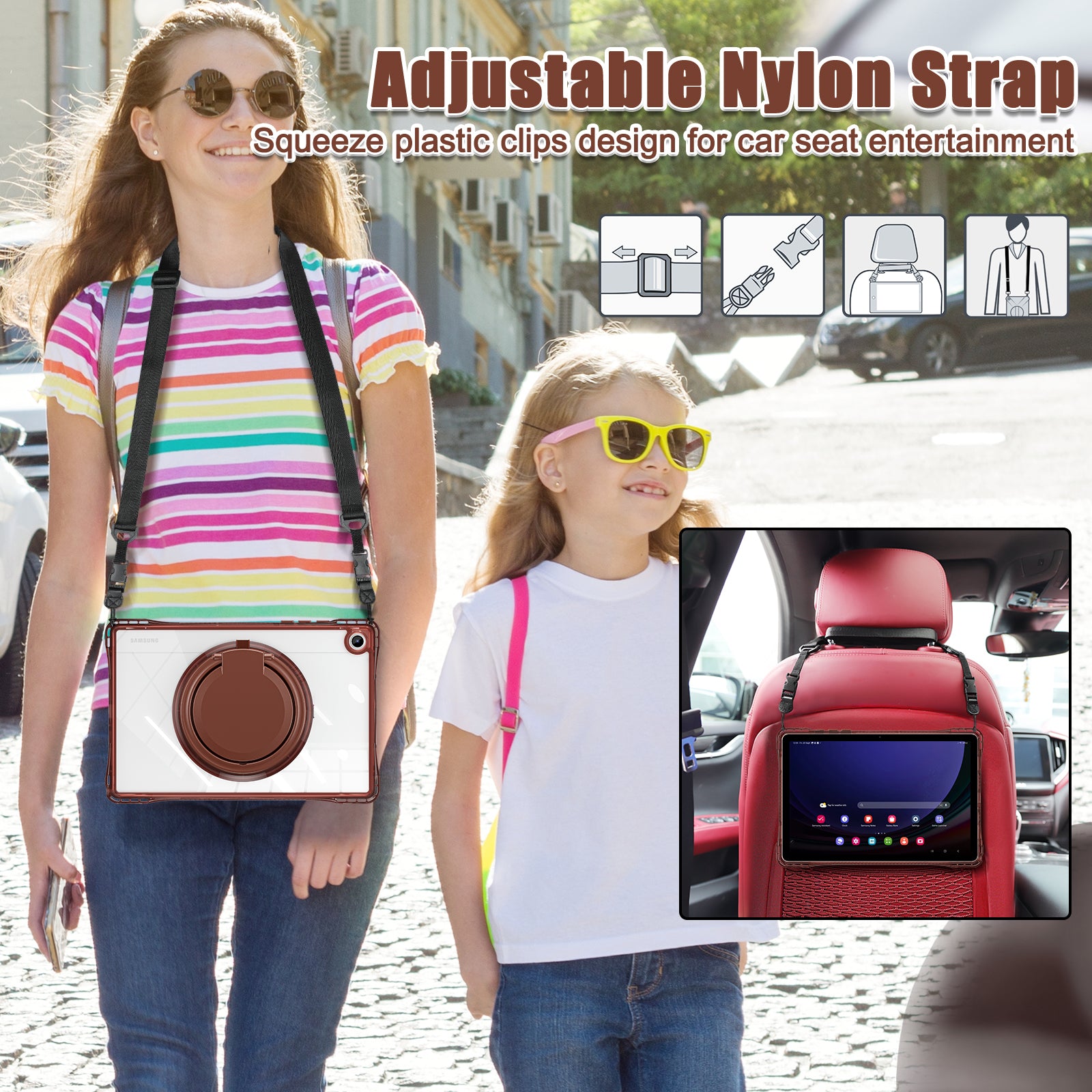 Clear Rotating Handle Grip Galaxy Tab A11 Plus Full Body Protection Cover