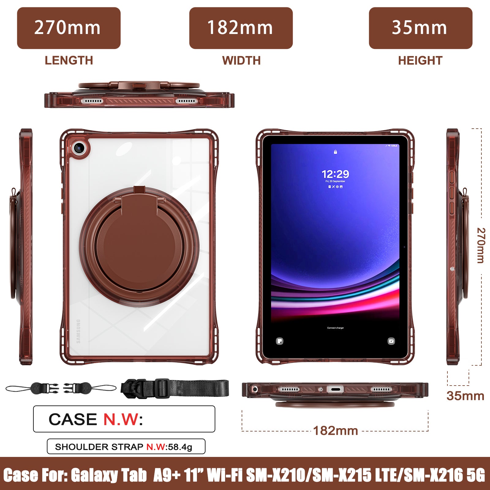 Clear Rotating Handle Grip Galaxy Tab A11 Plus Full Body Protection Cover