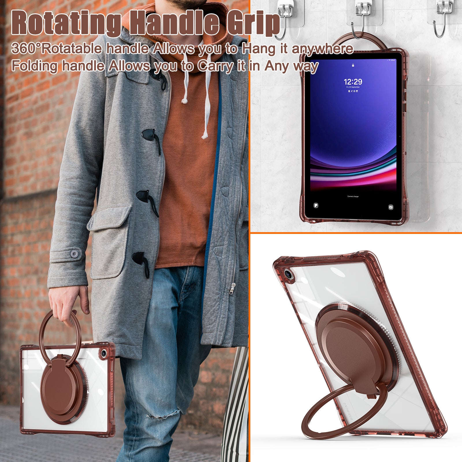 Clear Rotating Handle Grip Galaxy Tab A11 Plus Full Body Protection Cover
