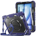 The Commander Series ultra-rugged case fits iPad Air 4th Gen 10.9-inch (2020). Features a 360° rotating kickstand, non-slip handle grip, and detachable crossbody strap. Built with PC+TPU armor for drop resistance. Supports bulk wholesale orders.