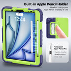 The Commander Series ultra-rugged case fits iPad Air 5th Gen 10.9-inch (2022). Features a 360° rotating kickstand, non-slip handle grip, and detachable crossbody strap. Built with PC+TPU armor for drop resistance. Supports bulk wholesale orders.