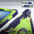The Commander Series ultra-rugged case fits iPad Air 5th Gen 10.9-inch (2022). Features a 360° rotating kickstand, non-slip handle grip, and detachable crossbody strap. Built with PC+TPU armor for drop resistance. Supports bulk wholesale orders.