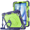 The Commander Series ultra-rugged case fits iPad Air 5th Gen 10.9-inch (2022). Features a 360° rotating kickstand, non-slip handle grip, and detachable crossbody strap. Built with PC+TPU armor for drop resistance. Supports bulk wholesale orders.