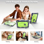 The Commander Series ultra-rugged case fits iPad Air 5th Gen 10.9-inch (2022). Features a 360° rotating kickstand, non-slip handle grip, and detachable crossbody strap. Built with PC+TPU armor for drop resistance. Supports bulk wholesale orders.