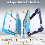 The Commander Series ultra-rugged case fits iPad Air 6th Gen 11-inch (2024). Features a 360° rotating kickstand, non-slip handle grip, and detachable crossbody strap. Built with PC+TPU armor for drop resistance. Supports bulk wholesale orders.