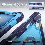 The Commander Series ultra-rugged case fits iPad Air 6th Gen 11-inch (2024). Features a 360° rotating kickstand, non-slip handle grip, and detachable crossbody strap. Built with PC+TPU armor for drop resistance. Supports bulk wholesale orders.