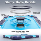 The Commander Series ultra-rugged case fits iPad Air 6th Gen 11-inch (2024). Features a 360° rotating kickstand, non-slip handle grip, and detachable crossbody strap. Built with PC+TPU armor for drop resistance. Supports bulk wholesale orders.