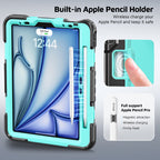 The Commander Series ultra-rugged case fits iPad Air 7th Gen 11-inch (2025). Features a 360° rotating kickstand, non-slip handle grip, and detachable crossbody strap. Built with PC+TPU armor for drop resistance. Supports bulk wholesale orders.