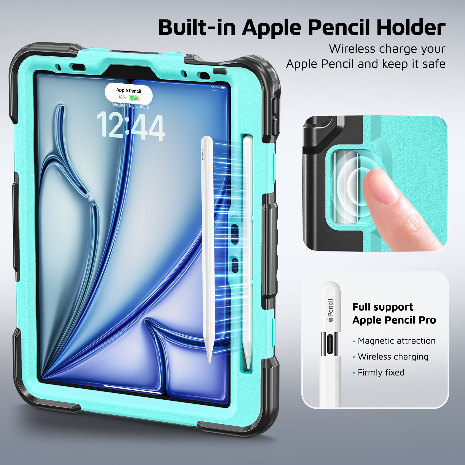 The Commander Series ultra-rugged case fits iPad Air 7th Gen 11-inch (2025). Features a 360° rotating kickstand, non-slip handle grip, and detachable crossbody strap. Built with PC+TPU armor for drop resistance. Supports bulk wholesale orders.