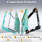 The Commander Series ultra-rugged case fits iPad Air 7th Gen 11-inch (2025). Features a 360° rotating kickstand, non-slip handle grip, and detachable crossbody strap. Built with PC+TPU armor for drop resistance. Supports bulk wholesale orders.