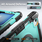 The Commander Series ultra-rugged case fits iPad Air 7th Gen 11-inch (2025). Features a 360° rotating kickstand, non-slip handle grip, and detachable crossbody strap. Built with PC+TPU armor for drop resistance. Supports bulk wholesale orders.