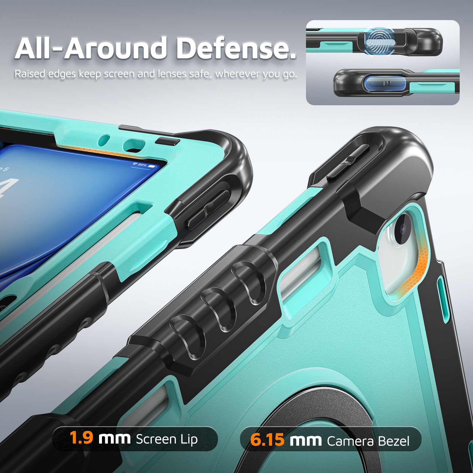 The Commander Series ultra-rugged case fits iPad Air 7th Gen 11-inch (2025). Features a 360° rotating kickstand, non-slip handle grip, and detachable crossbody strap. Built with PC+TPU armor for drop resistance. Supports bulk wholesale orders.
