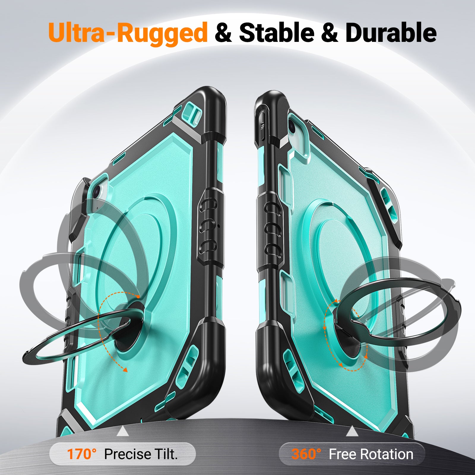The Commander Series ultra-rugged case fits iPad Air 7th Gen 11-inch (2025). Features a 360° rotating kickstand, non-slip handle grip, and detachable crossbody strap. Built with PC+TPU armor for drop resistance. Supports bulk wholesale orders.