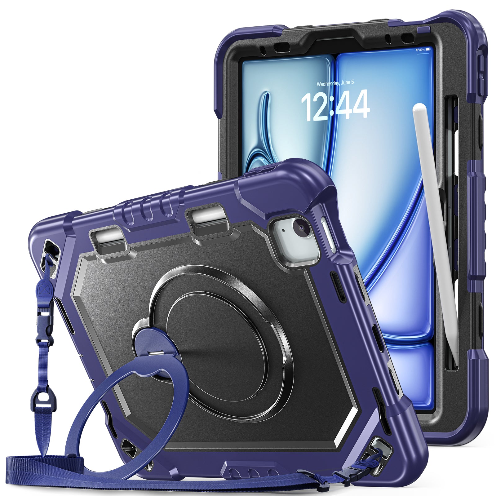 The Commander Series ultra-rugged case fits iPad Air 8th Gen 11-inch (2026). Features a 360° rotating kickstand, non-slip handle grip, and detachable crossbody strap. Built with PC+TPU armor for drop resistance. Supports bulk wholesale orders.