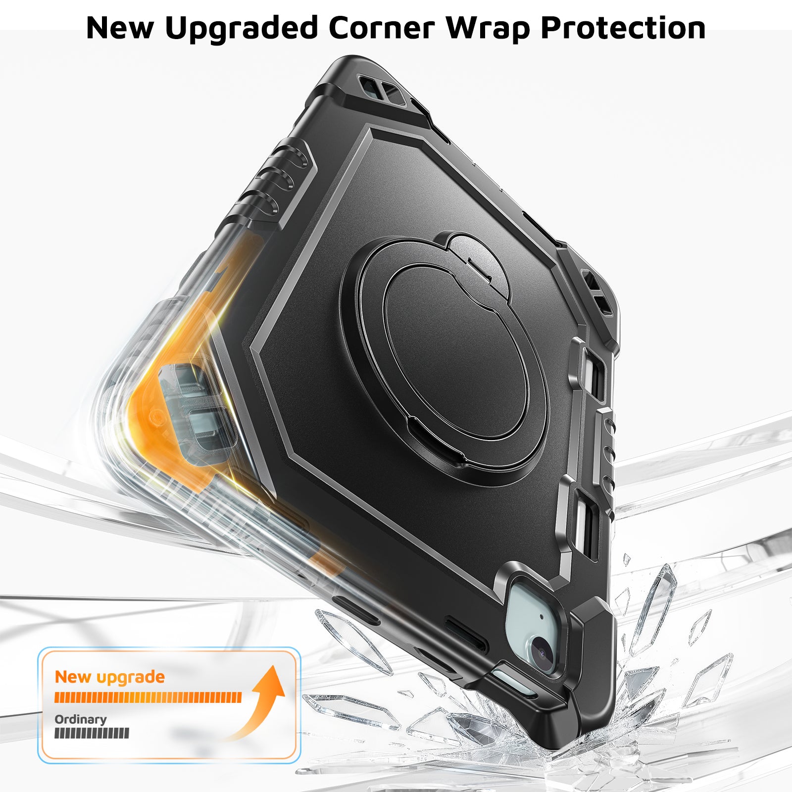 The Commander Series ultra-rugged case fits iPad Air 8th Gen 11-inch (2026). Features a 360° rotating kickstand, non-slip handle grip, and detachable crossbody strap. Built with PC+TPU armor for drop resistance. Supports bulk wholesale orders.