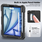 The Commander Series ultra-rugged case fits iPad Air 8th Gen 11-inch (2026). Features a 360° rotating kickstand, non-slip handle grip, and detachable crossbody strap. Built with PC+TPU armor for drop resistance. Supports bulk wholesale orders.