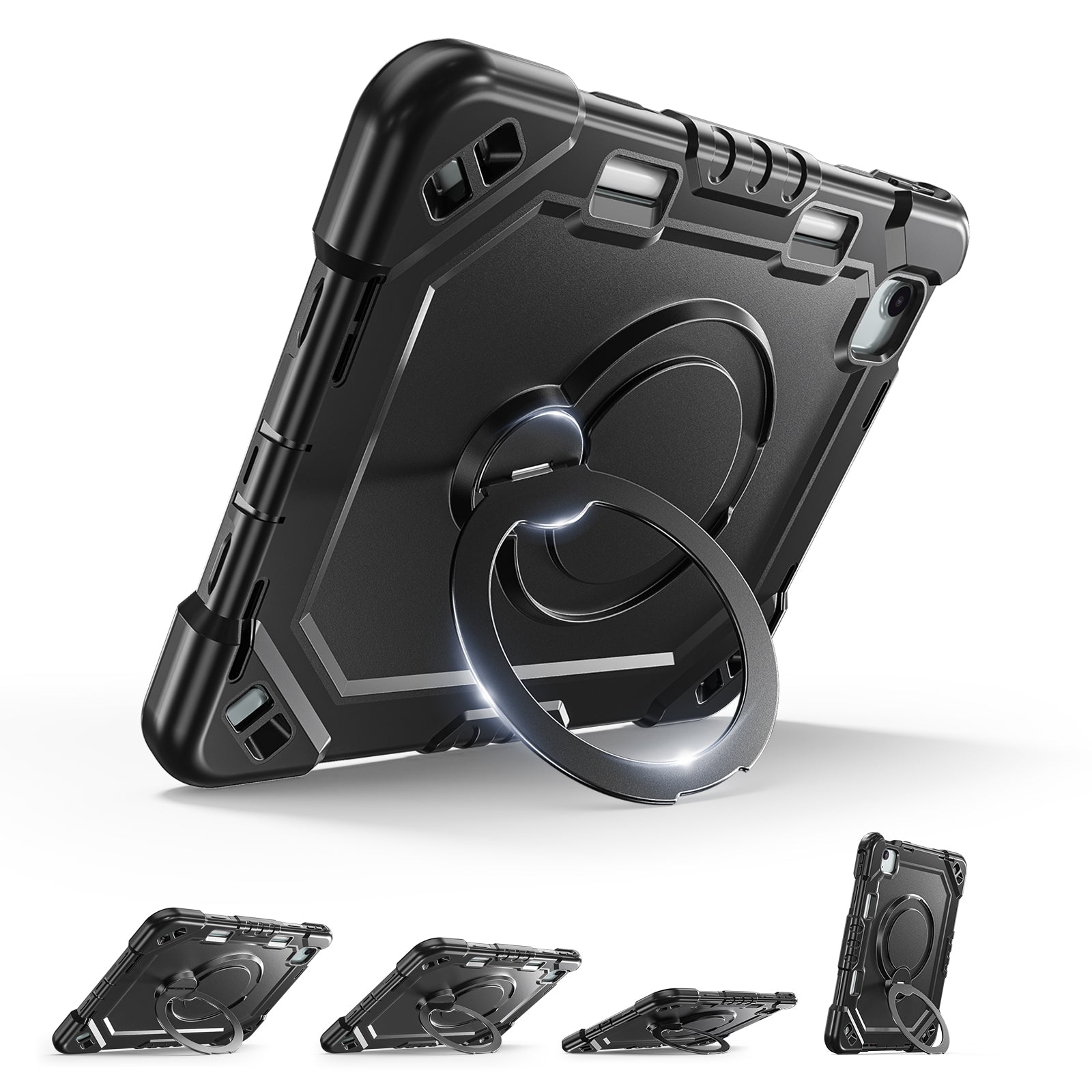 The Commander Series ultra-rugged case fits iPad Air 8th Gen 11-inch (2026). Features a 360° rotating kickstand, non-slip handle grip, and detachable crossbody strap. Built with PC+TPU armor for drop resistance. Supports bulk wholesale orders.