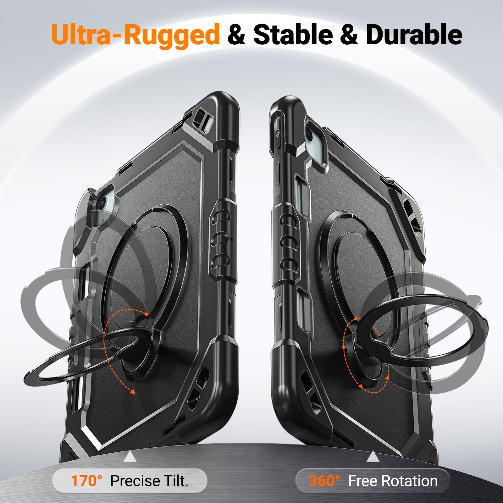 The Commander Series ultra-rugged case fits iPad Air 8th Gen 11-inch (2026). Features a 360° rotating kickstand, non-slip handle grip, and detachable crossbody strap. Built with PC+TPU armor for drop resistance. Supports bulk wholesale orders.